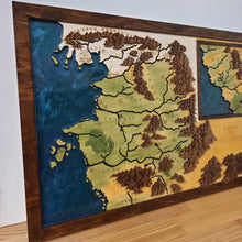 Load image into Gallery viewer, Witcher Map | Northern Kingdoms engraved epoxy map | Witcher 3 Wild Hunt Wood Map

