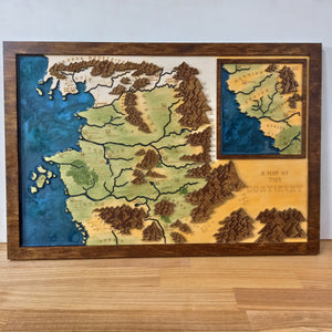 Witcher Map | Northern Kingdoms engraved epoxy map | Witcher 3 Wild Hunt Wood Map