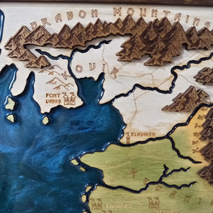 Witcher Map | Northern Kingdoms engraved epoxy map | Witcher 3 Wild Hunt Wood Map