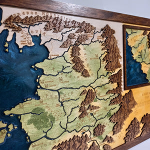 Witcher Map | Northern Kingdoms engraved epoxy map | Witcher 3 Wild Hunt Wood Map