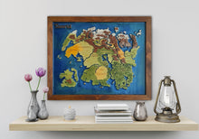 Load image into Gallery viewer, Skyrim Wood Map | Tamriel engraved epoxy map | The Elder Scrolls TES Gift Wooden Decor | Morrowind Oblivion Map

