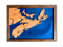 Load image into Gallery viewer, Nova Scotia wooden map / Canada engraved map with epoxy resin / Handmade wall decor
