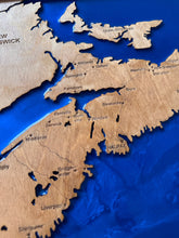 Load image into Gallery viewer, Nova Scotia wooden map / Canada engraved map with epoxy resin / Handmade wall decor
