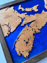 Load image into Gallery viewer, Nova Scotia wooden map / Canada engraved map with epoxy resin / Handmade wall decor
