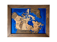 Load image into Gallery viewer, Handcrafted Wooden Canada Map with Epoxy Resin Finish - Unique Wall Decor Piece / 48x37 cm
